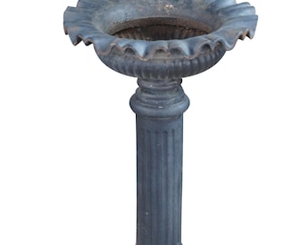 Antique 19th C. English Cast Iron Corinthian Pedestal Urn Jardiniere Planter 28"
