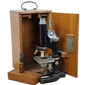 Antique C.1908 Bausch & Lomb Optical Medical Scientific Lab Microscope 12&quot;