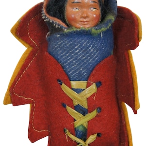 Mid Century Papoose Baby Skookum Doll Native Autumn Leaf 7”