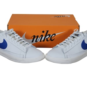 Vintage Nike Blazer Low Leather White Astronomy Blue US Mens 10 Womens 11.5