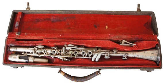 Antique Paul Dupre Superior Silver Plated Clarinet Hard Case