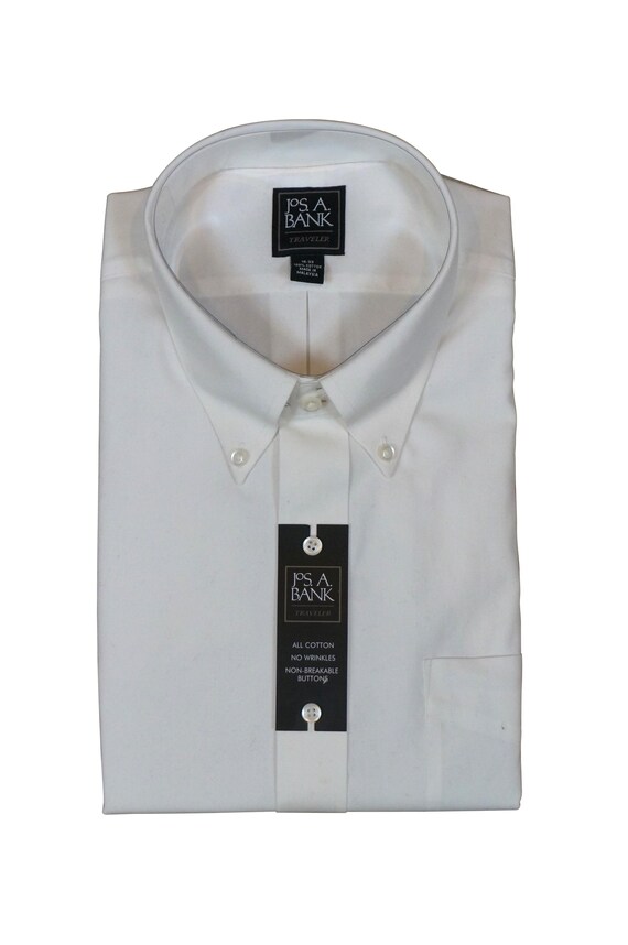 Jos A Bank Traveler White Mens 18-33 Long Sleeve Cotton Dress Shirt NWT