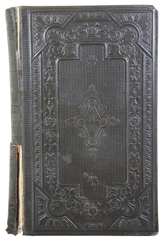 Antique 1889 Embossed Leather German Bible Lutheran Die