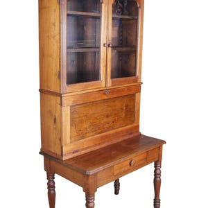 Antique Early American 19th C Plantation Desk Secretary Bookcase Hutch Cupboard