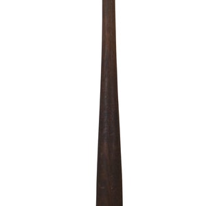May include: A dark brown wooden baseball bat with a rounded end.
