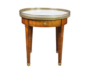 Antique French Louis XV Inlaid Walnut Marble Brass Gallery