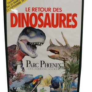 Vintage La Retour Des Dinosaurs French Exposition Poster Jurassic Fun