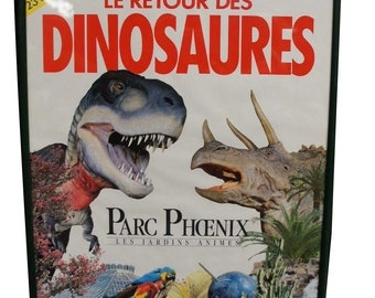 Vintage La Retour Des Dinosaurs French Exposition Poster Jurassic Fun
