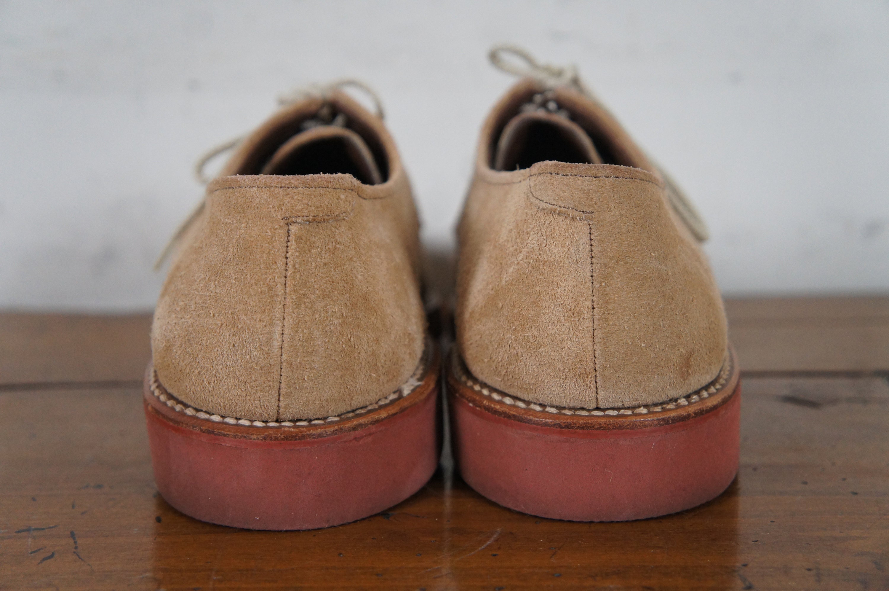 Allen Edmonds Orlean Tan Suede Derby Shoes 9 D Vibram Sole Made USA Vintage Allen Edmonds Orlean Tan Suede Leather Dress Shoes  main image 4