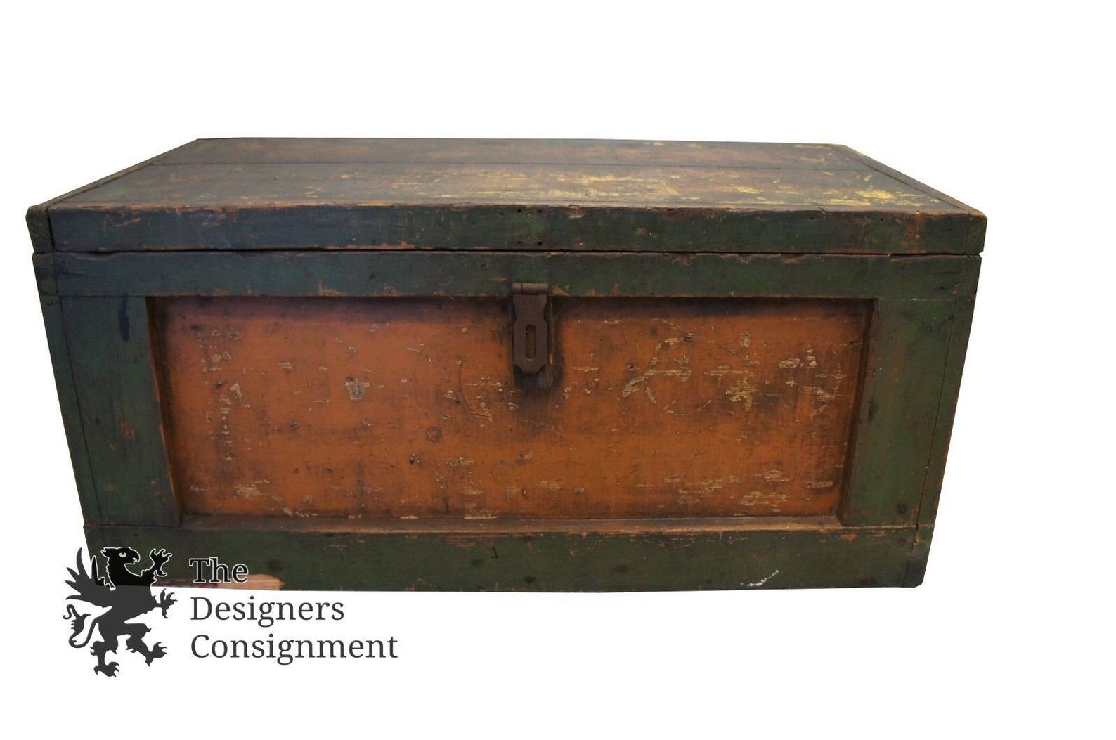 Vintage Pine Tool Box Green Storage Chest Container Rustic Etsy