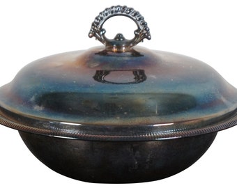 Vintage Wm Rogers Silver Plate Round Covered Serving Casserole Dish 4262 11"