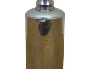 Vintage Art Deco Silverplate Whisky Cocktail Flask Bottle Glass Stopper 8"