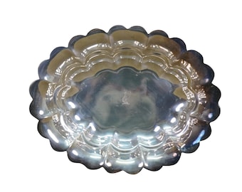 Silver Plate Scalloped Imperial Penguin Serving Bowl Trinket Dish Compote 8"
