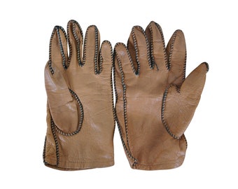 Vintage South African Capeskin Sheepskin Tan Leather Driving Gloves 9"