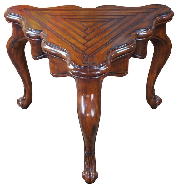 Marge Carson Mahogany Loire Serpentine Triangular Side Console