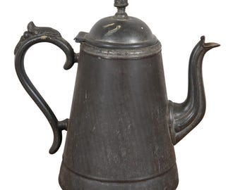 Antique Pewter Coffee or Tea Pot by Crescent #1602, Farmhouse