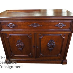 Antique Victorian Walnut Butlers Desk Secretary Secretaire Cabinet Buffet