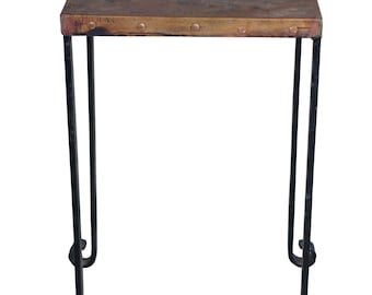 Mid Century Copper & Iron Modern Side Table Plant Sculpture Stand