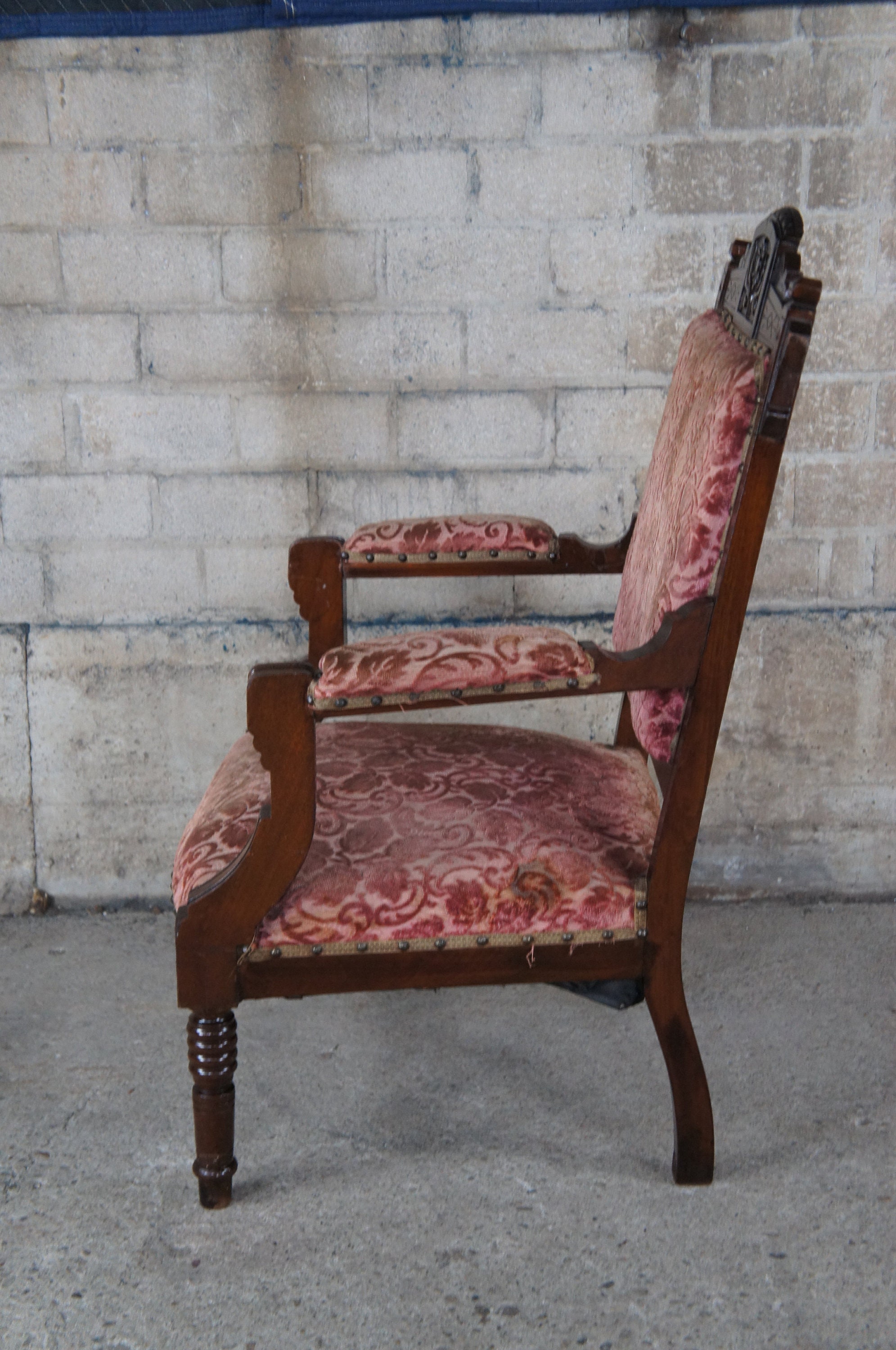 Antique Victorian Eastlake Carved Walnut Gentleman