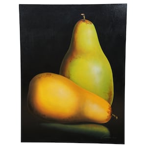 20th Century Still Life Oil Painting Canvas Chiaroscuro Realism Pears Fruit 49&quot;