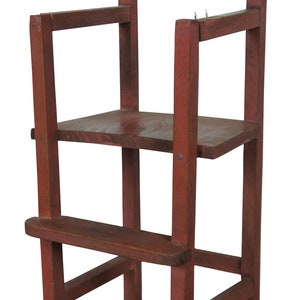 Antique Miniature Folk Art Wood Doll Furniture High Chair Farmhouse Red 17&quot;