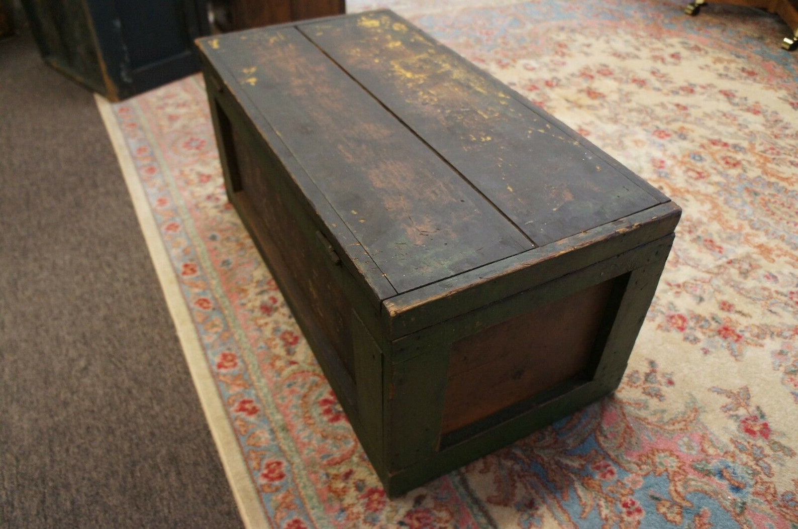 Vintage Pine Tool Box Green Storage Chest Container Rustic Etsy