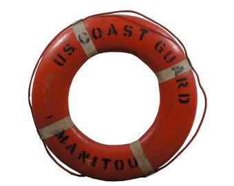 US Coast Guard Manitou Harbour Cutter Orange Tug Boat Life Preserver Ring 30"