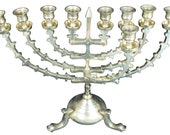 Rosenthal Brass Articulating Hanukkah Menorah Oil Candle Lamp Candelabra Dolphin