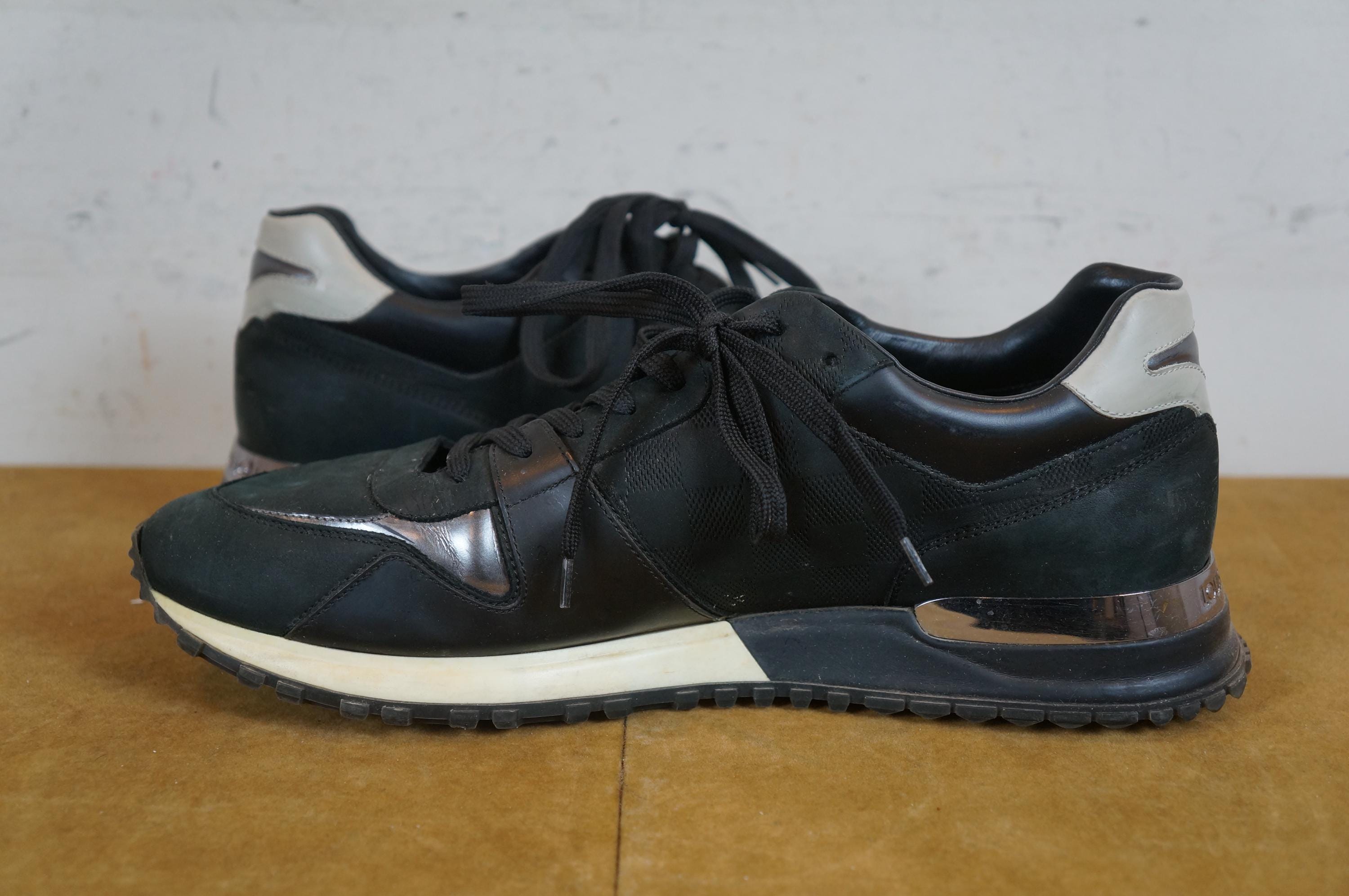 Louis Vuitton Black Damier Leather Run Away Trainer Sneakers 