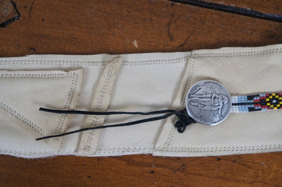 Vintage Native American Leather Hide Shoulder Bag… - image 8