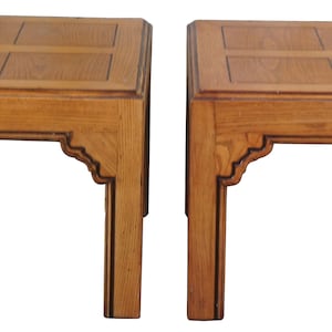 2 1970s Henredon Four Centuries French Country Rectangular Dark Oak Side End Table