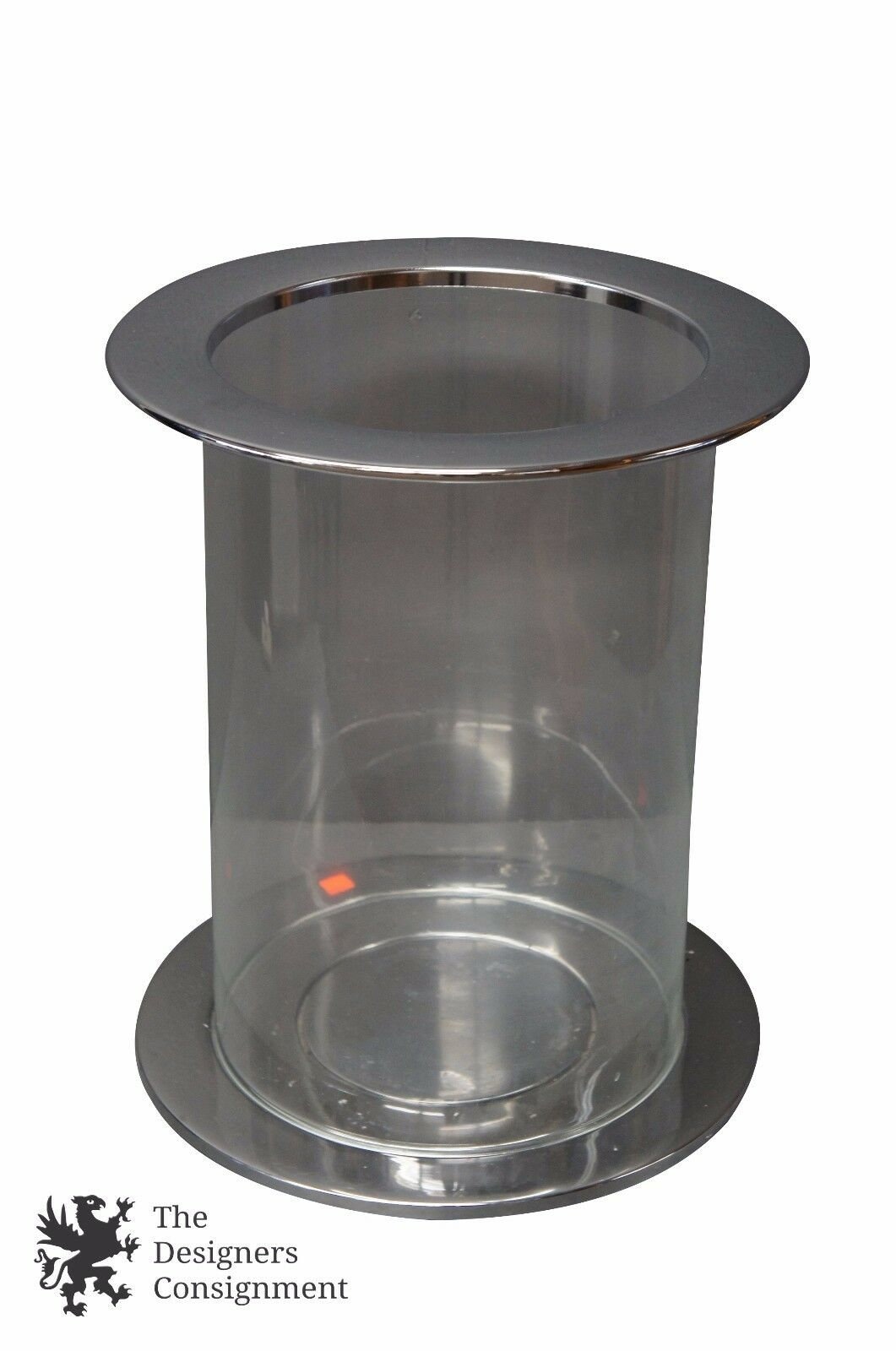Large Cylindrical Glass Hurricane Candle Holder with Chrome Base Cover 18.5"