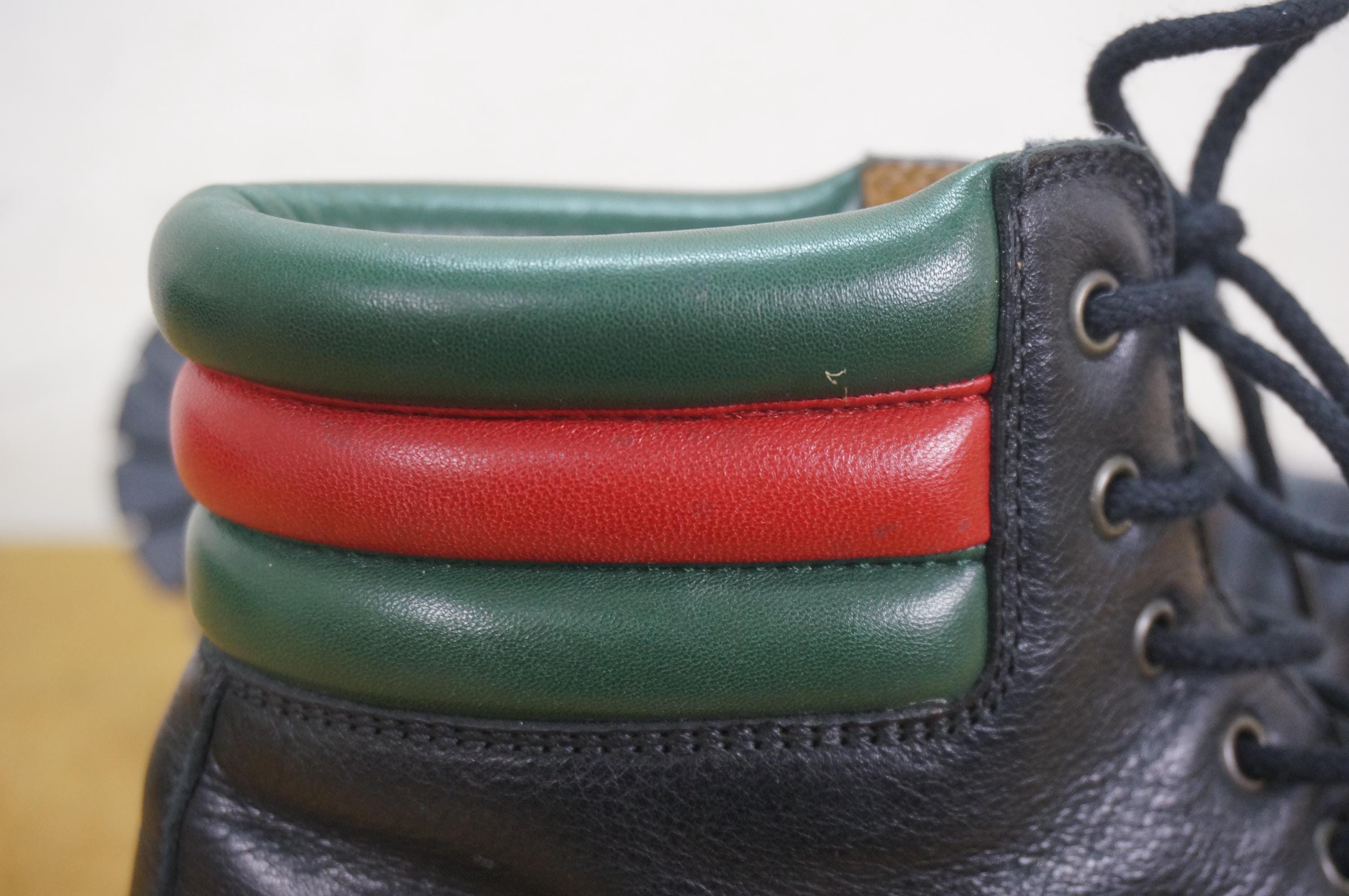 Gucci Marland Plain Toe Black Leather Hiking Combat Boots 