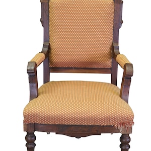 Antique Victorian Eastlake Carved Walnut Gentlemans Parlor Fauteuil Arm Chair
