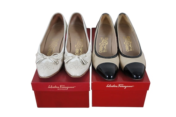 2 Pairs Salvatore Ferragamo Patent Leather Brouge Cap Toe