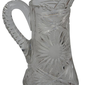 Antique Victorian American Brilliant Cut Crystal Bareware Service Jug Pitcher 10