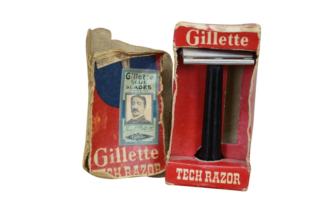 Mid Century 1950s Gillette Tech Shaving Razor in Original Advertising ...