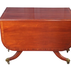 Union National Mid Century Duncan Phyfe Style  Mahogany Drop Leaf Dining Table