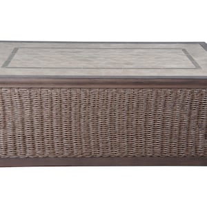 Vintage Outdoor Boho Woven Wicker Rattan Coffee Cocktail Table 48&quot;