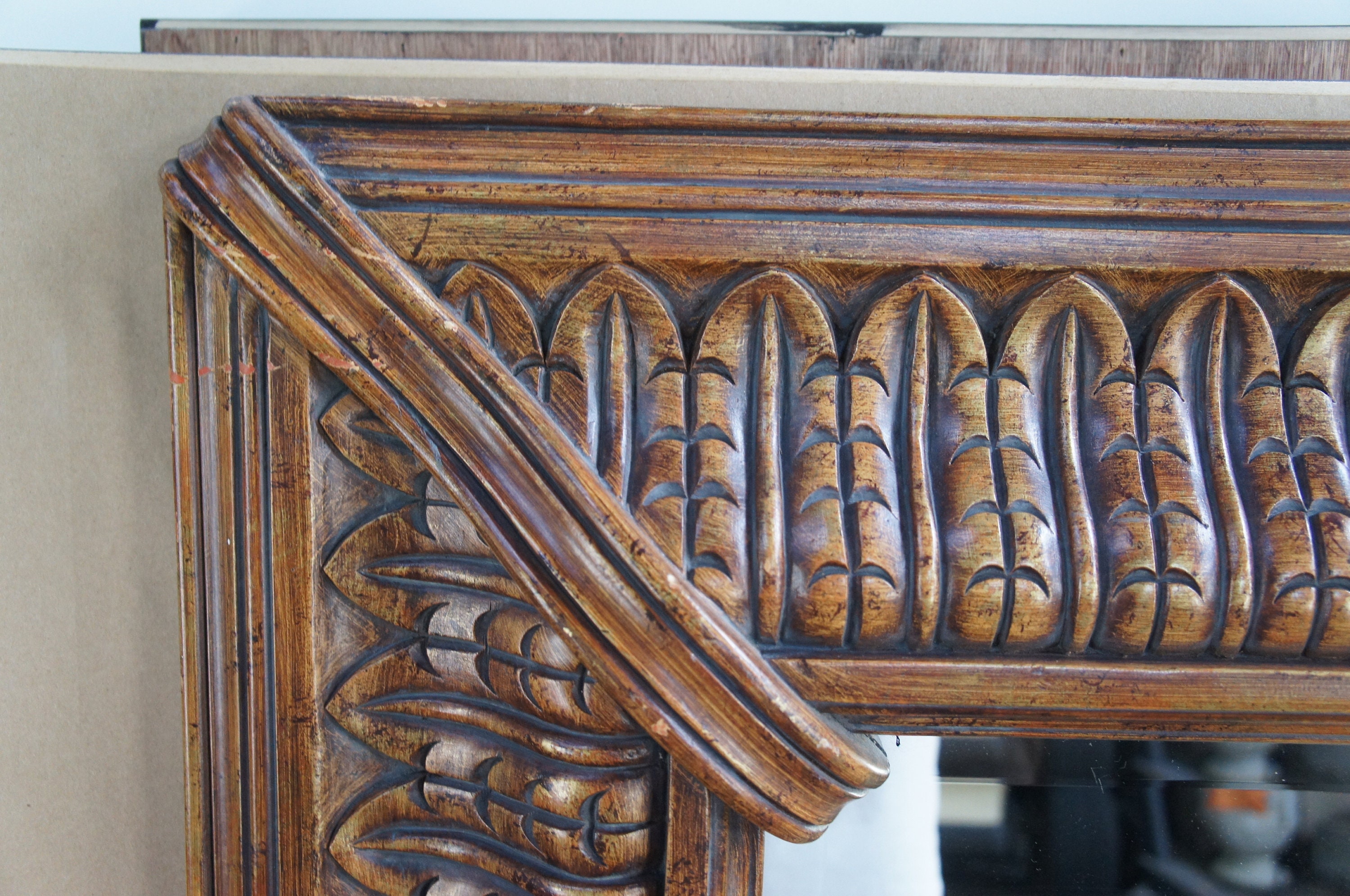 Raschella Collection Rectangular Pecan Wood Beveled Overmantel