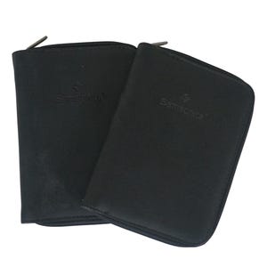 2 fundas para pasaporte y tarjetas de crédito con cremallera de cuero negro Samsonite de 6"
