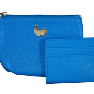 Buxton Bolso azul con cremallera y guijarros, bolso cambiador y tarjetero para tarjetas de crédito