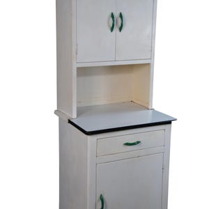 Mid Century Enameled Metal Kitchen Hoosier Farmhouse Cabinet Pantry 64&quot;