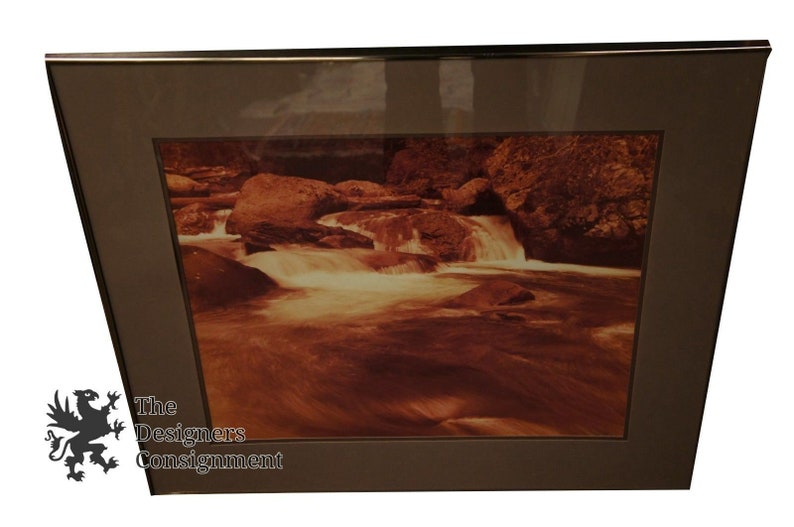 Vintage William Plante Sepia Photograph Rocky Mountains Colorado Rapids