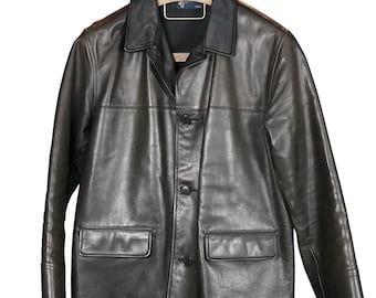 1990's Vintage Ralph Lauren Polo Men's Black Leather Car