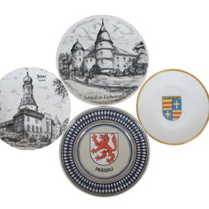 4 Vintage German Souvenir Plates Schlob Eichenzell Oldenburg Passau
