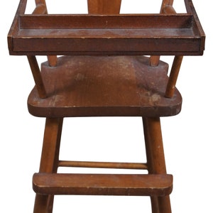 Antique Oak Wood Baby Doll Size High Chair w Swing Tray 26&quot;