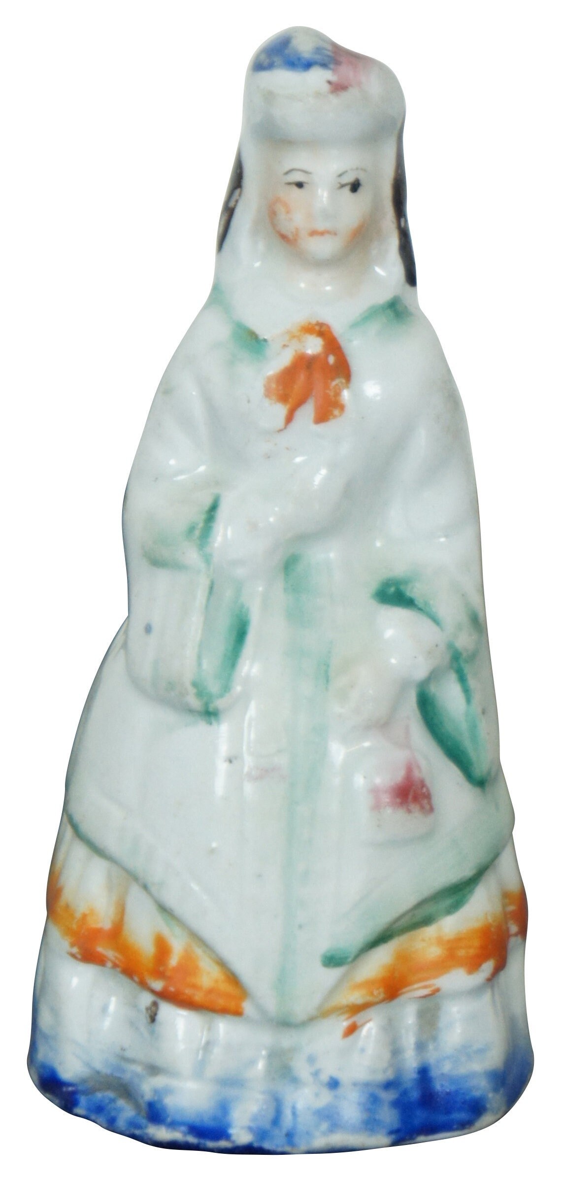 Antique English Staffordshire Porcelain Female Fairing Figurine 4"
