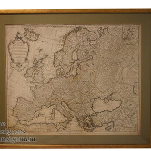 Philippe Buache Antique 1724 Carte D'Europe Colored Map French Cartography 24"