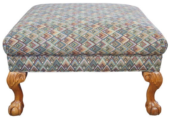 Sherrill Furniture Chippendale Georgian Style Ottoman Foot Stool